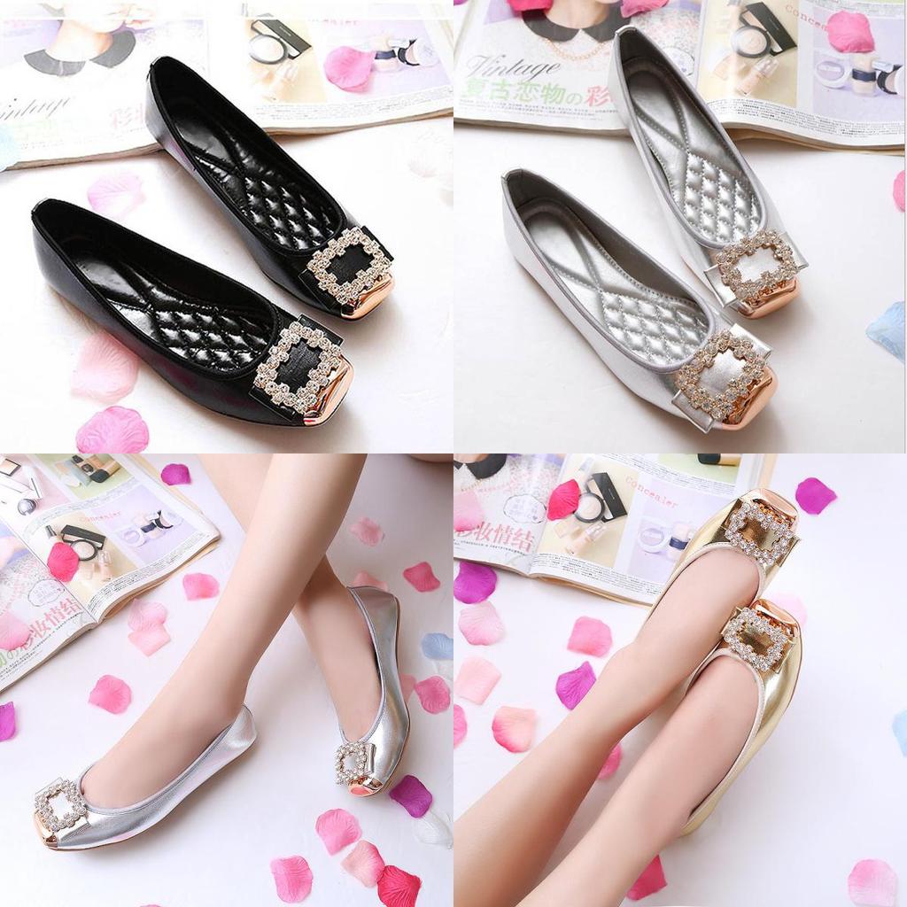 Elegant Rhinestone Soft Leather Women's Flats Shoes For Effortless Casual Style