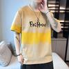 Men's Gradient Print Crew Neck T-Shirt - Casual Letter Graphic Tee