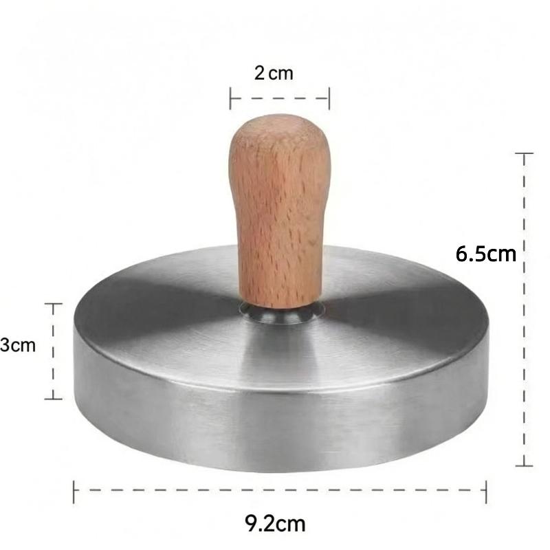 Stainless Steel Hamburger Patty Press Anti Slip Wooden Handle Nonstick Surface For Home Kitchen Bbq Homemade Burgers
