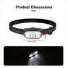 Portable LED Headlamp 3 Lighting Modes Strong Light Head Flashlight USB Rechargeable Adjustable Headband Sensor Headlamp