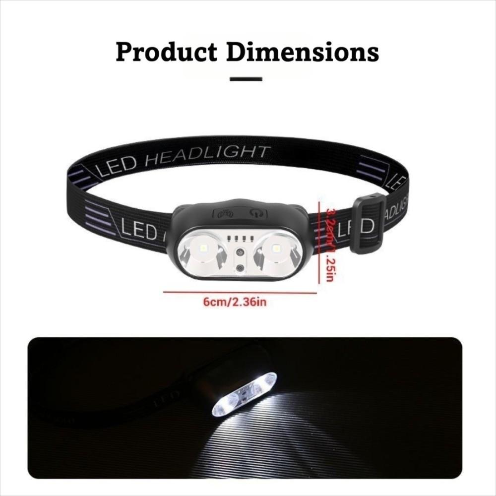 Portable LED Headlamp 3 Lighting Modes Strong Light Head Flashlight USB Rechargeable Adjustable Headband Sensor Headlamp