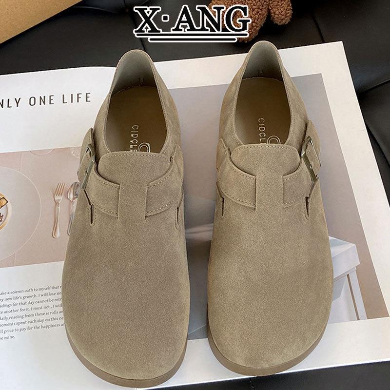 Cowhide version all-inclusive soft sole not tired feet women's shoes spring new one-pedal lazy Doudou single shoes