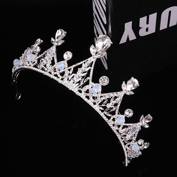 Korean Bridal Handmade Crown Princess Hair Accessories Large Crown Female Alloy Crystal Headdress