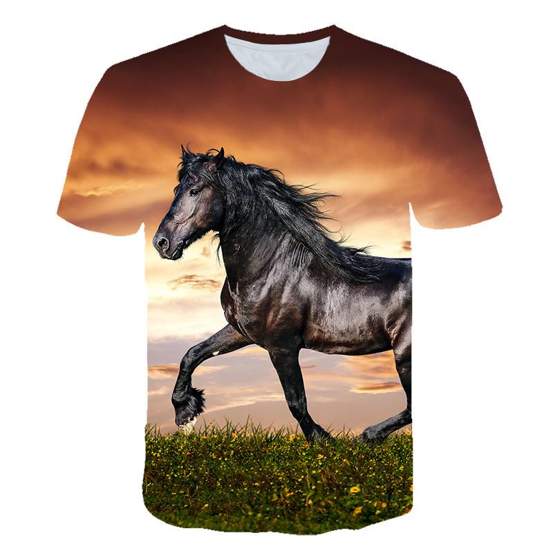 Animal Horse 3D Print Kids Short Sleeve T Shirt Fashion Casual Cartoon T-Shirt Harajuku Boys Girls Children's Clothing Tees Tops