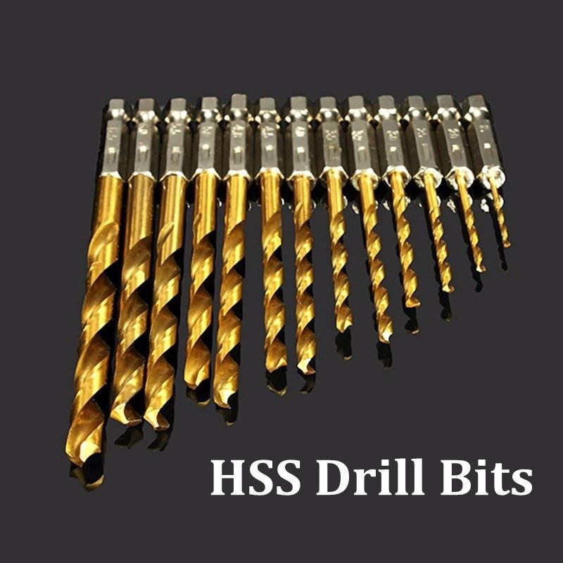 Tungsten Carbide Twist Drill Bit Power Tool High Speed Steel HSS Titanium Coated Drill Bit Set 1/4