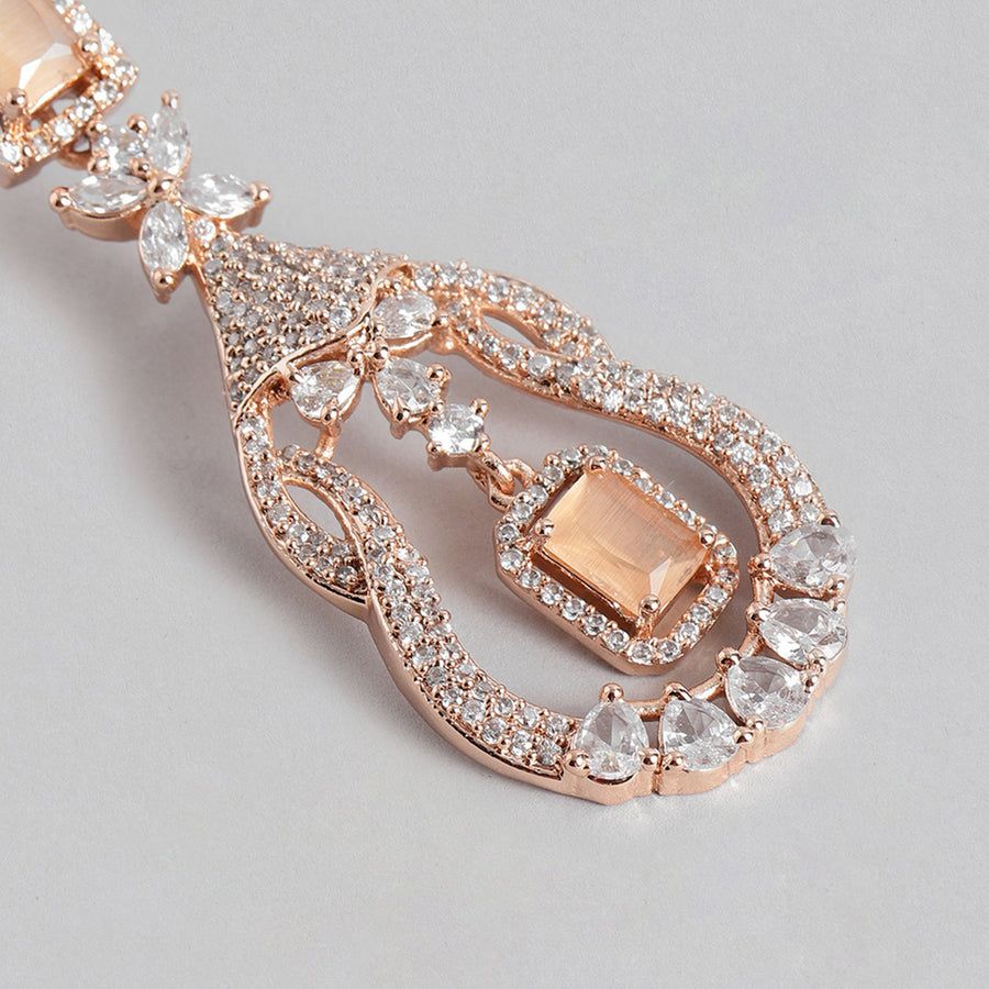 Estele Sparkling Rose Gold Plated CZ Mint Orange Stone Stone Cercei pentru femei