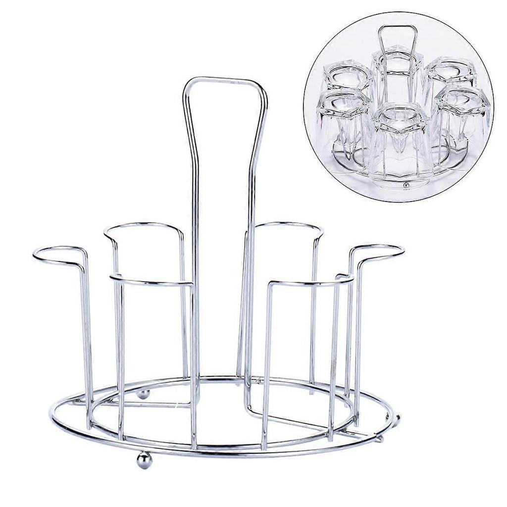 Draining Cup Storage Rack Stainless Steel Water Cup Holder Compact Design For Kitchen Silver 6.7X6.7X5.9In 1Pcs