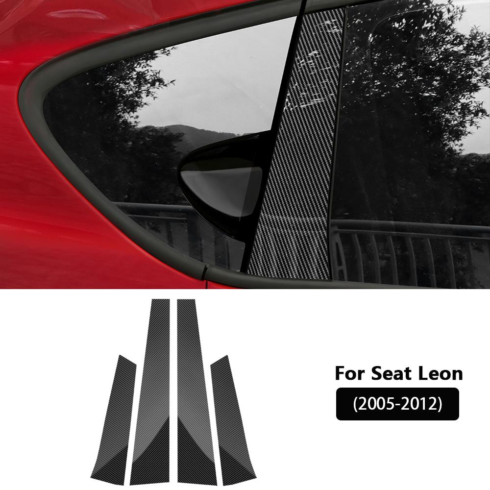 Für Seat Leon Altea 2005 2006 2007 2008 2009 2010 2011 2012 B-Säulen Aufkleber Kohlefaser Muster Glänzend Schwarz Schutz Zierleiste