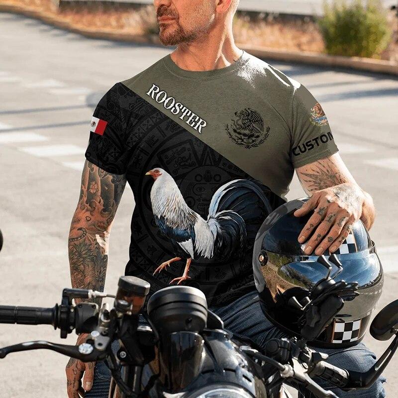 Mens T-Shirts Summer Tees Mexico Rooster Fight Champion 3D Print Casual Short Sleeve Shirt Unisex Harajuku Tops Women Streetwear