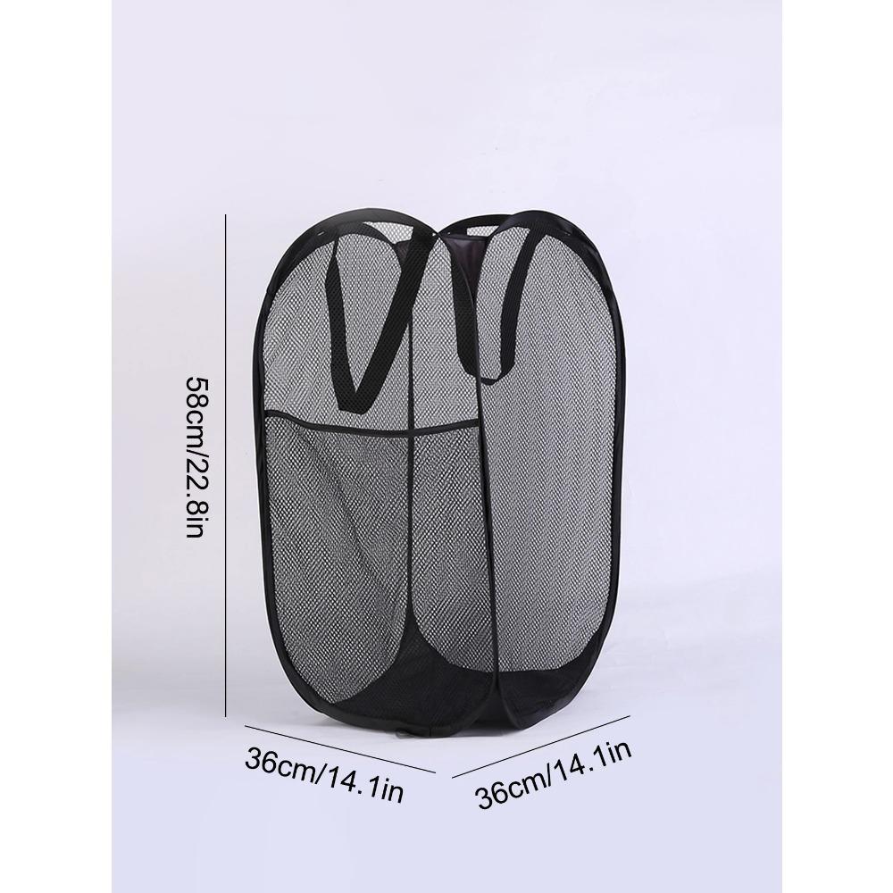 2pcs Large Capacity Dirty Clothes Basket Storage Bucket Mesh Bathroom Portable Foldable Dirty Clothes Basket