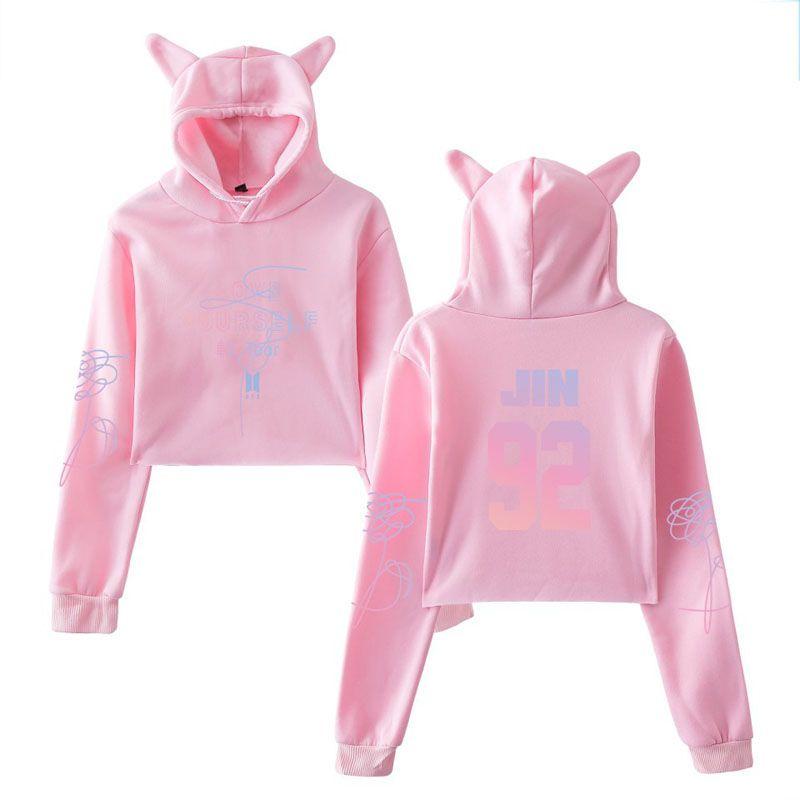 Kpop Unisex Bts  jung Kook Jimin 95 97 Hoodie Sweatshirt Cat Ears Tops Crop