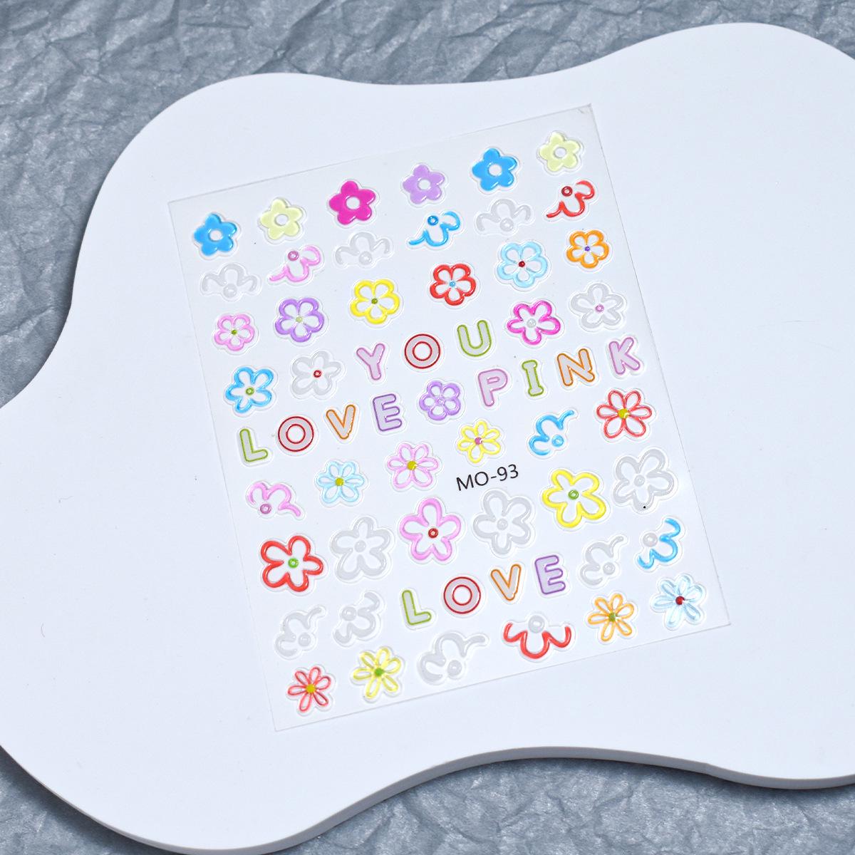 Nail Stickers Summer 3D Cute Heart & Star Graffiti Jelly Decals