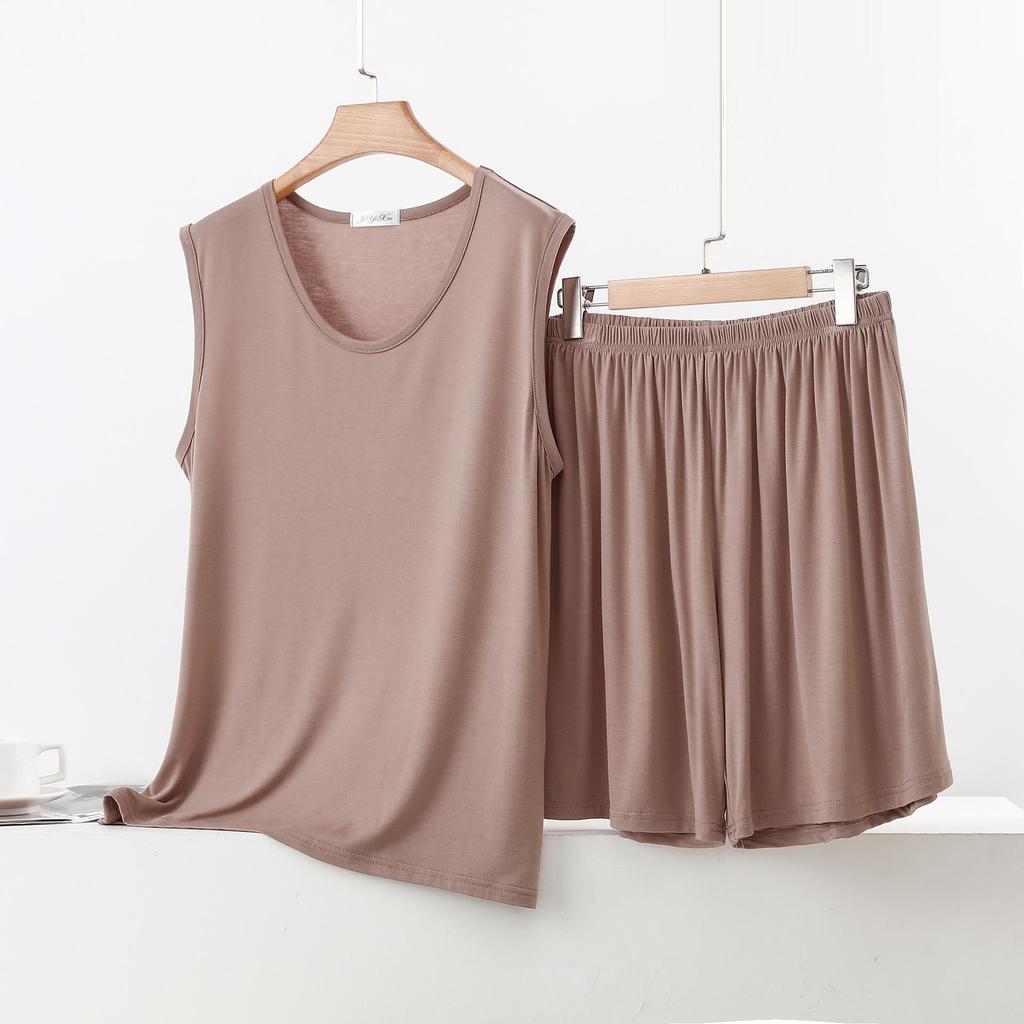Women's Modal Pajama Set: Sleeveless Tank Top & Loose Shorts, Summer-Weight Plus Size Homewear