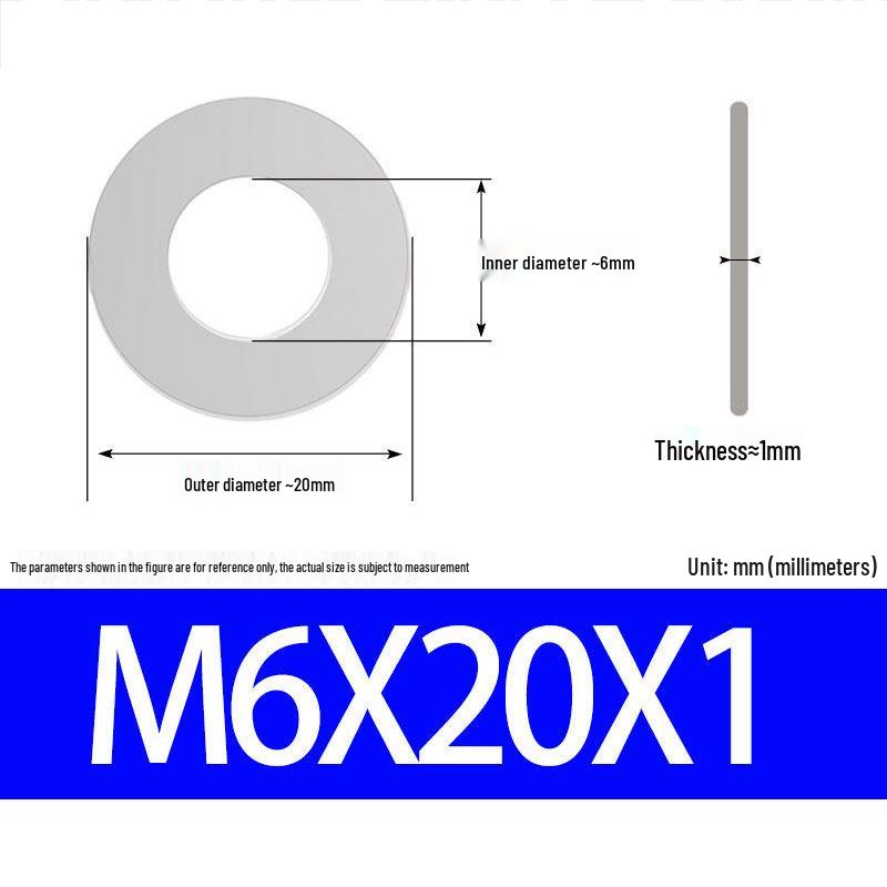 304 Stainless Steel Ultra-Thin Flat Washer, Thickness: 0.1/0.2/0.3/0.4/0.5 Mm, Sizes M1-M8