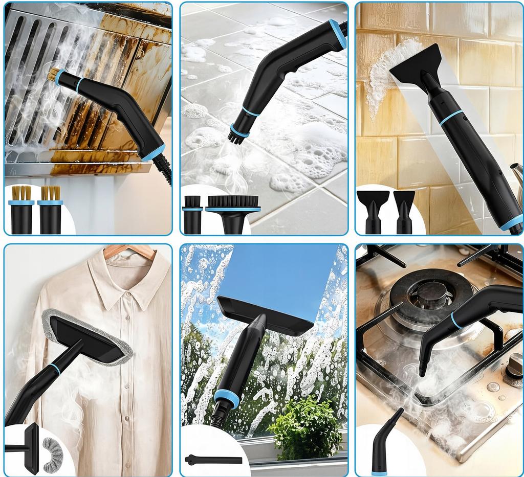 2500W Powerful Steam Cleaner and Mop for Home, Windows, Bathrooms and Grout - 4 Bar