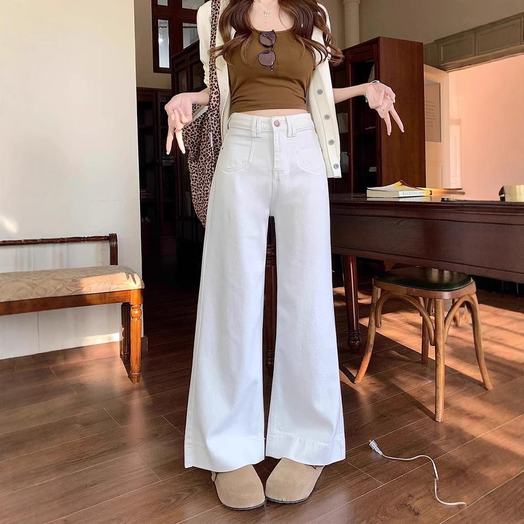 Women's High Waist Micro Flare Jeans Plus Size Loose Wide Leg Denim Trousers