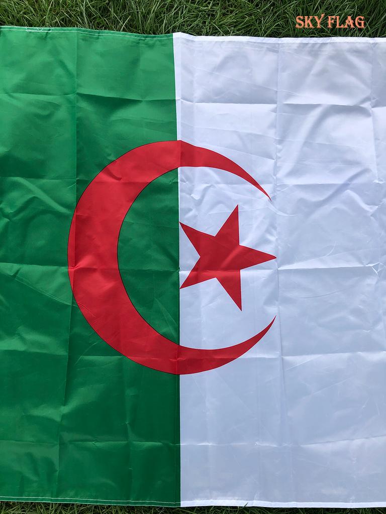 BANDERA DEL CIELO Alta Calidad ALG Bandera de Argelia 90x150cm Colgante Poliéster Bandera de Argelia Bandera Nacional Banner Actividad de Oficina Desfile