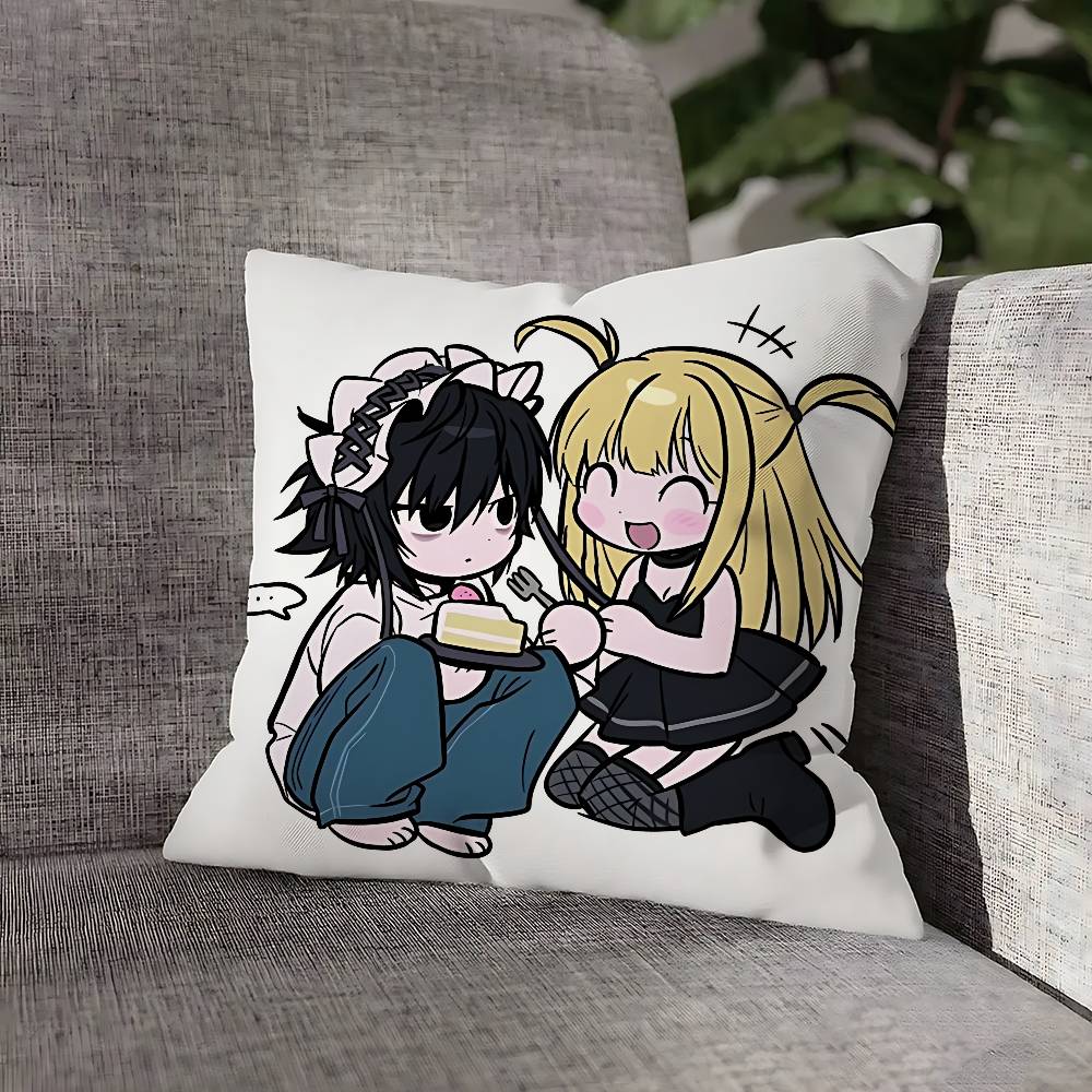 D-Death Misa L Yagami N-Note Pillow Case For Sofa Decor Car Office Room Printing Cushion Cover Decorations and Protector