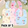Pack of 5 Baby Bib Set | Waterproof Feeding Bibs for Infants & Toddlers | Reusable Baby Mealtime Bibs