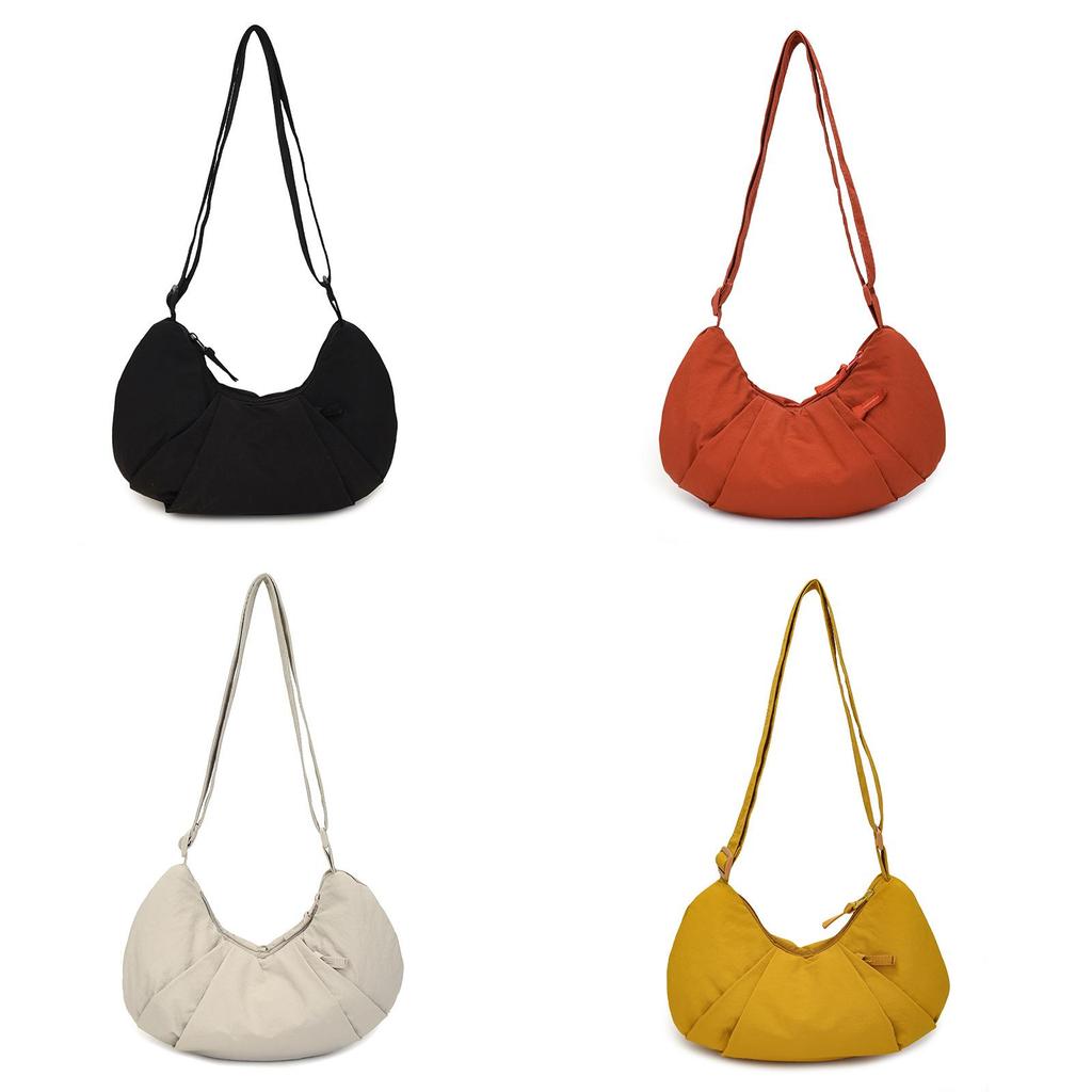 Borsa a tracolla casual in nylon da donna con chiusura a cerniera e tasca per telefono