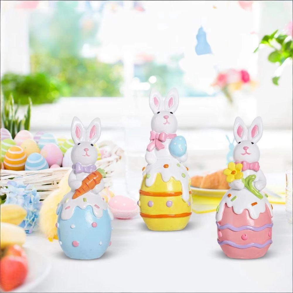 Hand-Painted Resin Rabbit Decoration Simulation Bunny Easter Bunny Ornament  Party Decoration