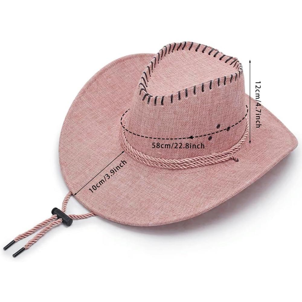 Unisex Cowgirl Hat Cowboy Hat Sun Hat Cowgirl Cap for Women Men Western Cowboy Halloween Cosplay Costume