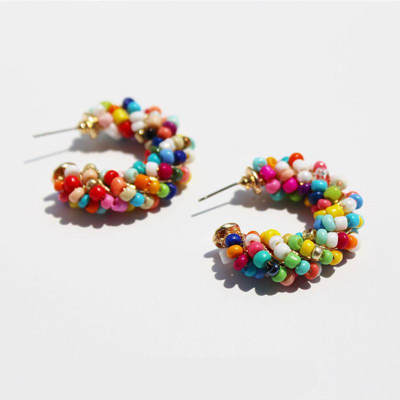 Nuovi Orecchini a Cerchio con Perline Multicolore Bohemien per Donna Orecchini Colorati a Forma di C con Perline Gioielli Regali per Matrimonio Festa Estiva