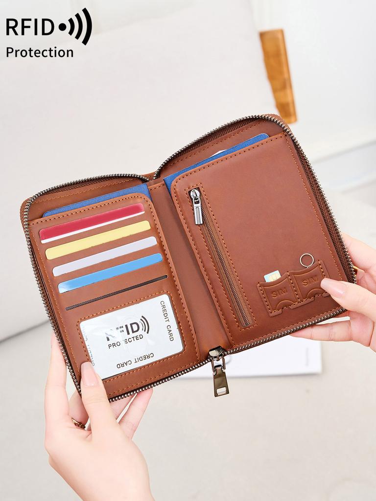 RFID Retro Men's and Women's Passport Bag Fashion Multifunctional Passport Cover Family Pack PUPassportHolder Travel Accessories
