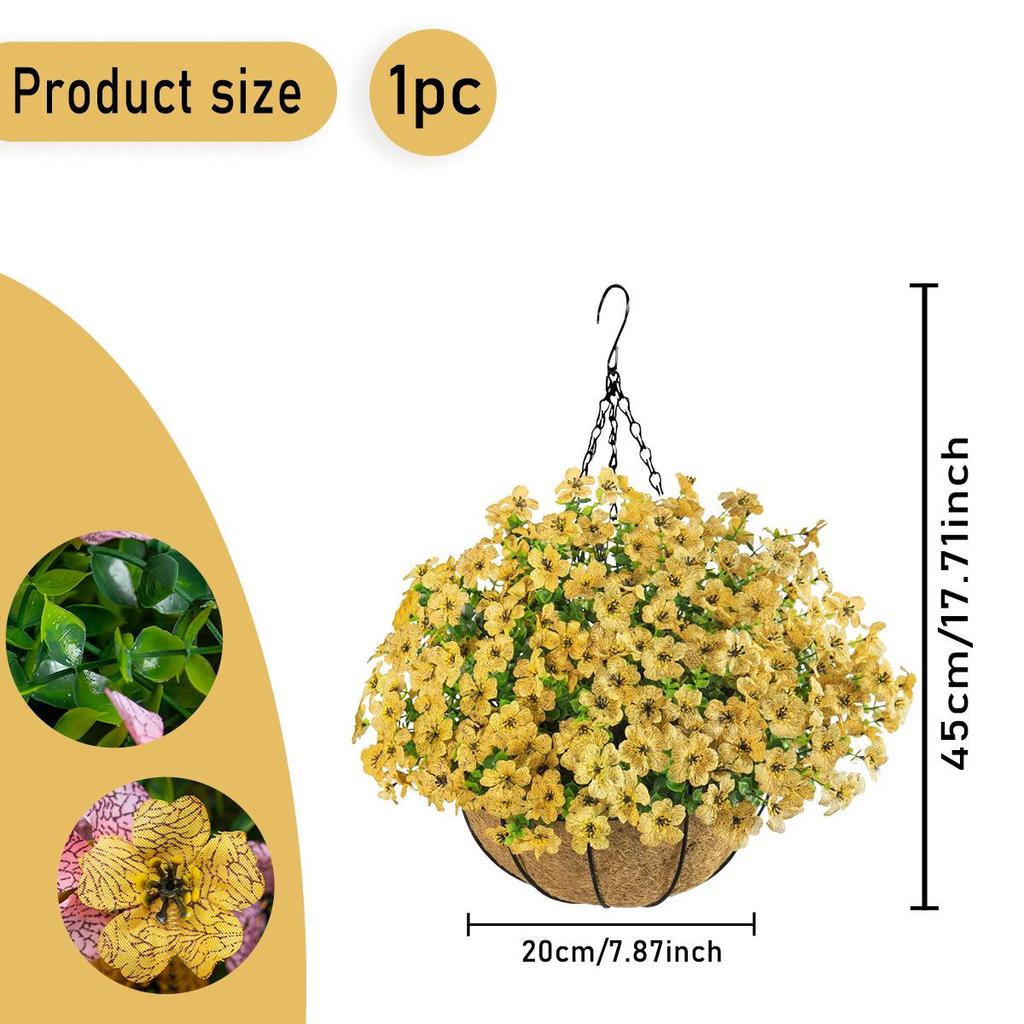 Spring Violet Eucalyptus Hanging Basket Pendant for Home Decoration
