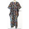 Indisches Grau Lang Ikat Print Baumwolle Hippie Maxi Damen Nachtwäsche Kaftan Kleid CKFTN-SCRN-FULL-BUYIT-076