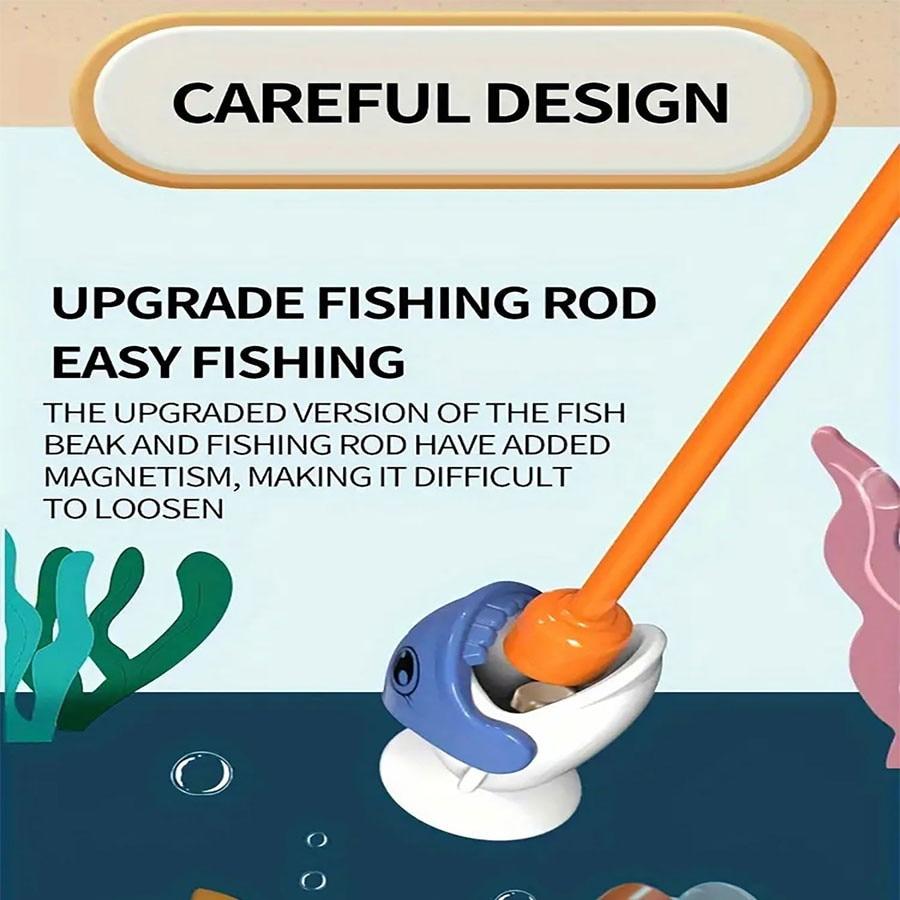 Magnetic Fishing Toy for Kids, Educational Early Learning Game, Parent-Child Interactive Fishing Board with Magnetic Rod for Boys and Girls (Green)