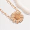 European & American Retro 3D Gold Flower Pendant Necklace - Versatile Clavicle Chain