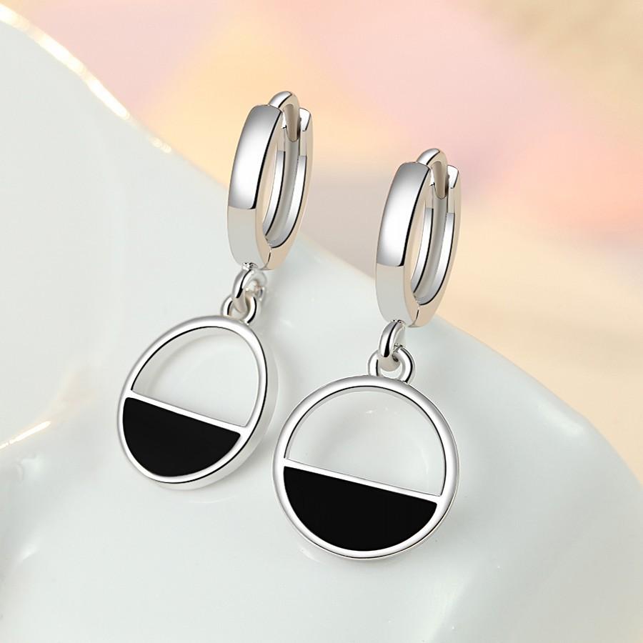 New 925 Sterling Silver Earrings for Women Original Charm Double Hoop Earrings Pave CZ Fine Engagement Anniversary Jewelry Gift