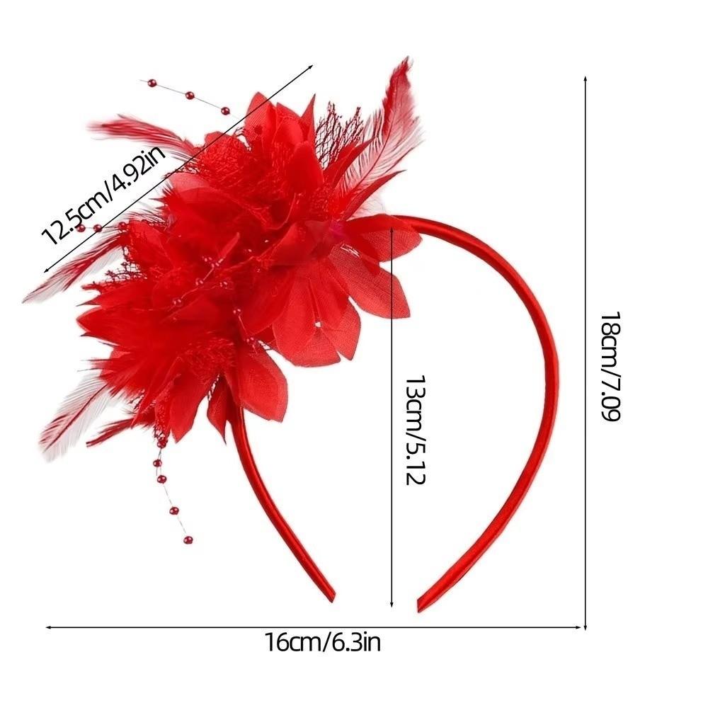 Floral Flower Headband Mesh 1920s Hair Accessories Retro Feather Hairpiece Wedding
