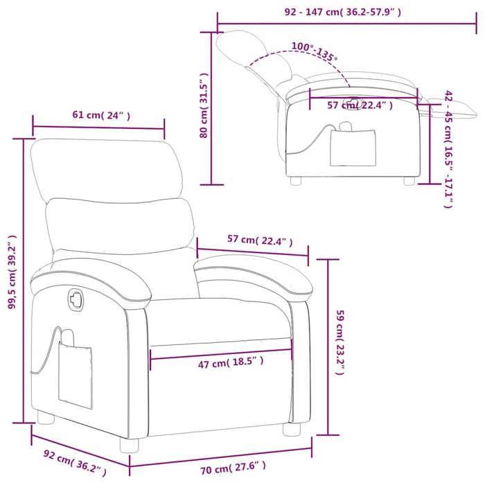 VidaXL Fauteuil de massage inclinable Rouge bordeaux Tissu 371704