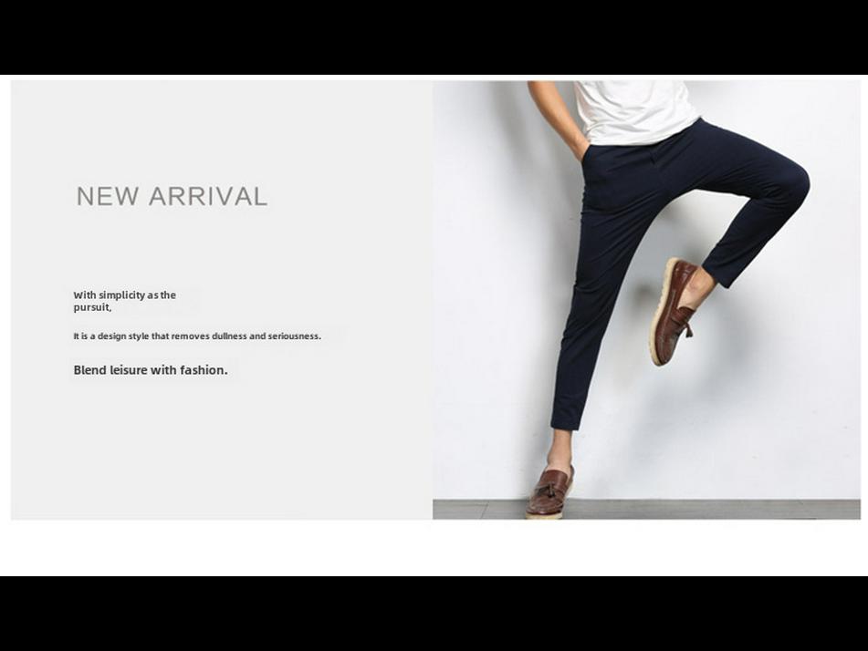 Korean Style Men's Slim Fit Casual Cotton Elastic Pants - Spring/Autumn