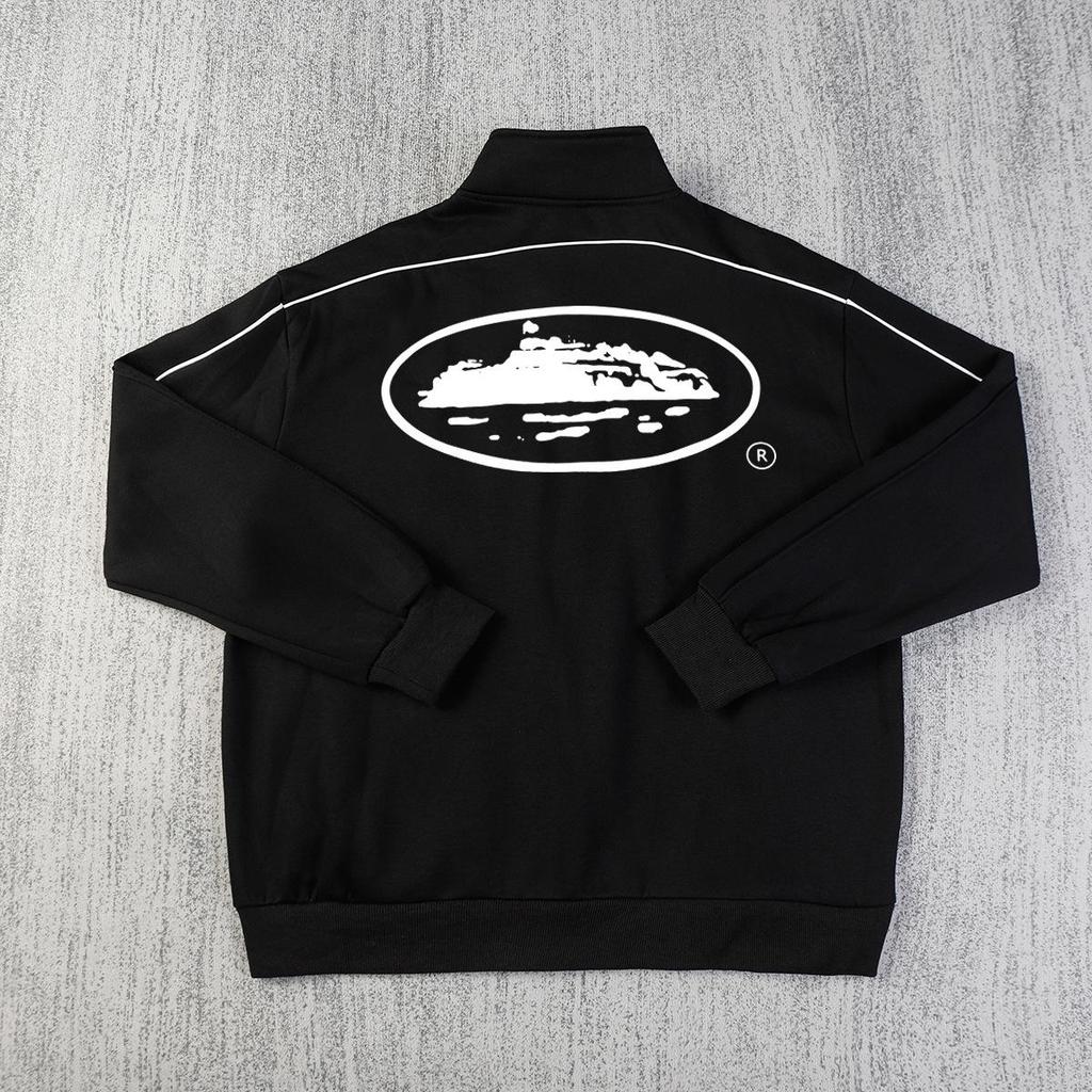 American Retro Reflective Corteiz Alcatraz Jacket with Stand Collar and Zippered Casual High Street Pants