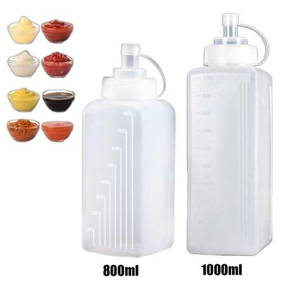 800/1000ml Küche Großkalibriger Gewürzspender mit Skala Quetschflaschen Spritzflaschen für Öl Soße Senf Küchenbedarf