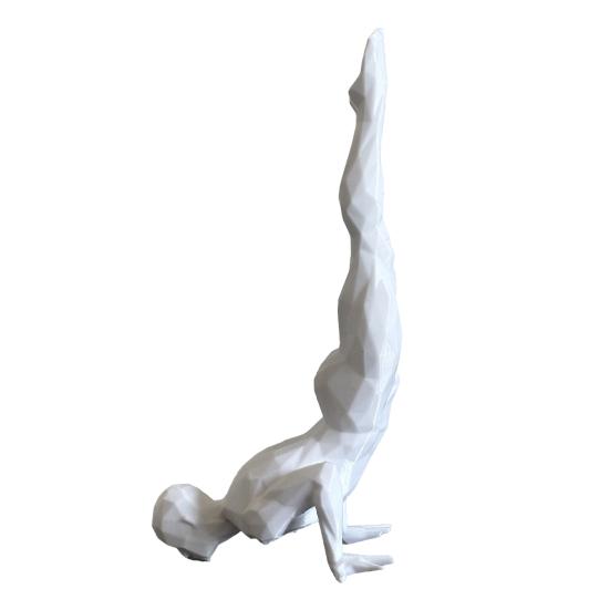 Yousheng Stable Base Ornament, 3D Printed Yoga Figure with White Matte Texture, Geometric Cross-Section Design Sculpture for Desk Tea