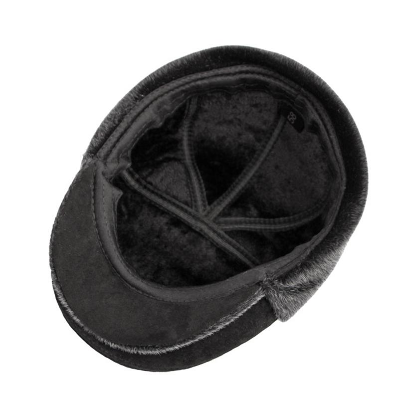 Vinter herrmössa Plysch sammet Förtjockningsbomberhattar Köldsäkra Hålla Varma Hörselkåpor Kepsar För Herr Lastbilschaufförsmössa