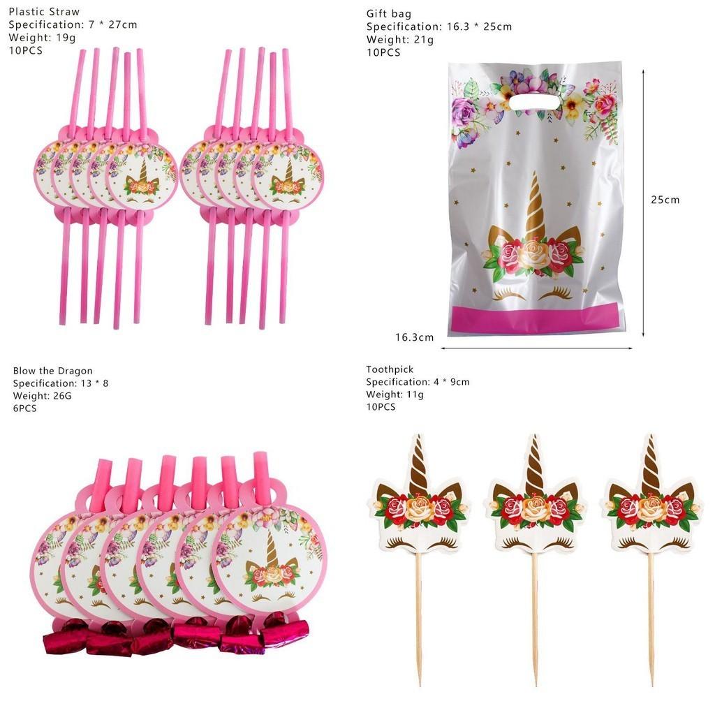 Wreath Unicorn Kids Birthday Party Supplies Delightful Tableware Cups Forks Plates And Napkins