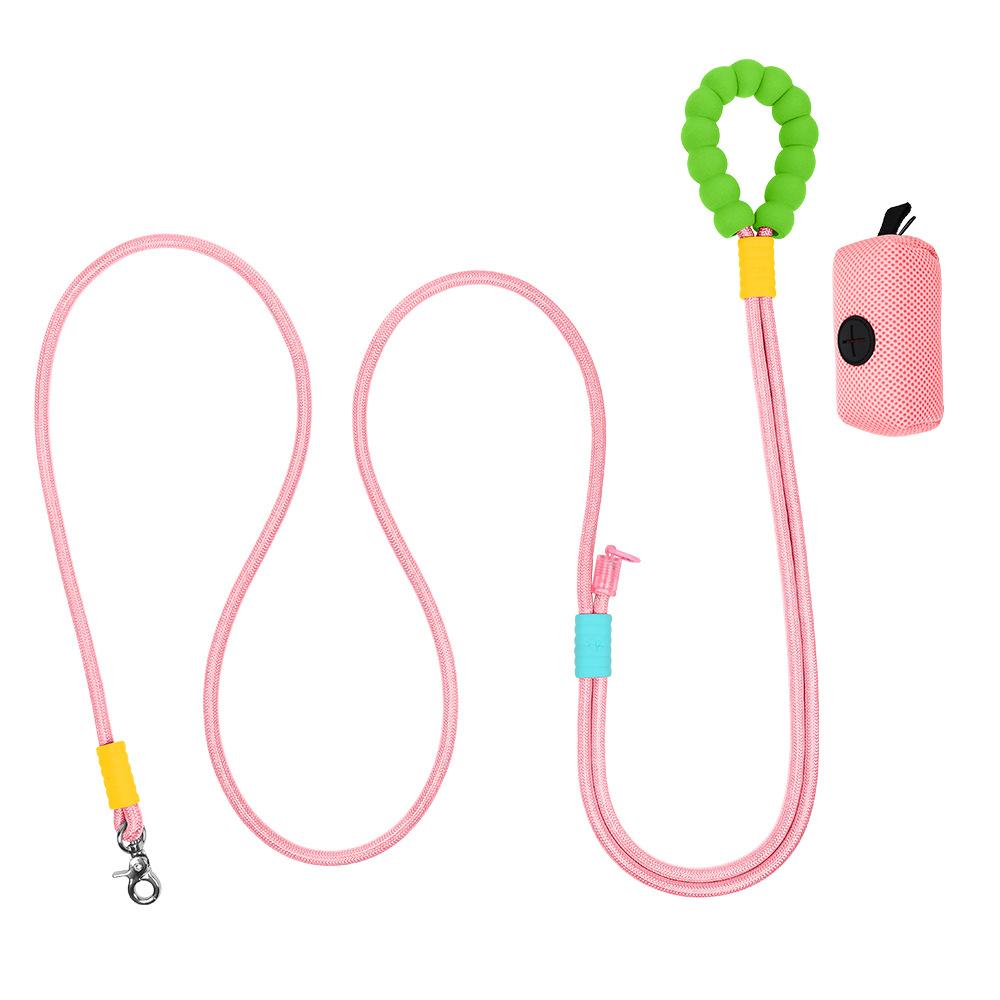 New hot selling colour dog leash dopamine walking pet p-leash, large, medium and small dog colour gradient leash dog poop bag.