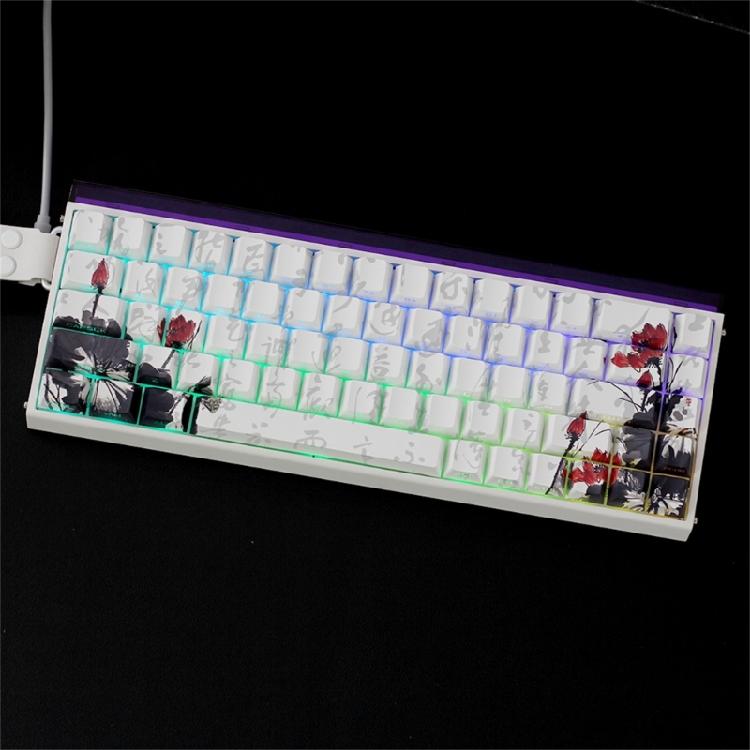 Professional PBT Keycaps MXes 60/68Keys Dyes Sublimated Plums Flower Pattern Ergonomic OEM Profile Computer Access