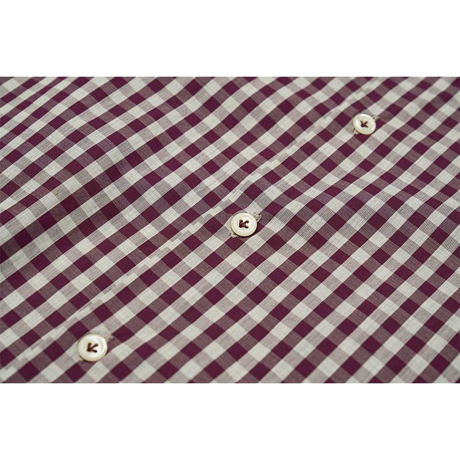 BLACKBROWN (Sidogras) Block Check Cotton Shirt [Wine]