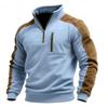 Men's Stand-up Collar Pullover Zipper Sweatshirt with Color-blocking and Fashionable, Casual and Warm Men's Sweatshirt