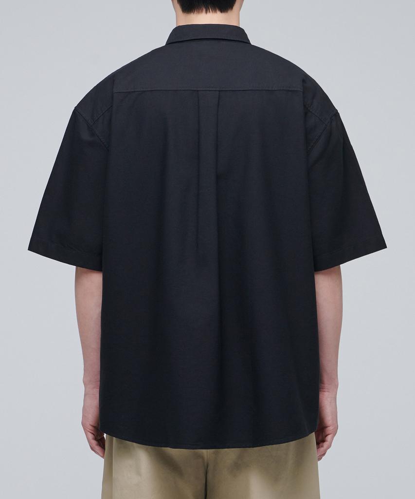 MUSINSA STANDARD Oversized Oxford Short Sleeve Shirt [Black]
