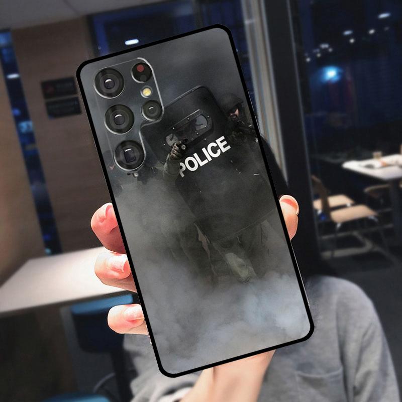 Police Symbol Cover For Samsung Galaxy S25 Ultra S24 S22 S21 S23 Plus S20 FE S9 S10 S24 FE Phone Case