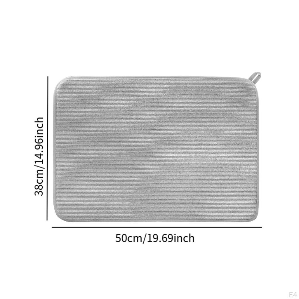 Dish Pad Absorbent Non Slip Kitchen Counter Mat for Utensils Tableware Bottle