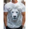 Creative Men T-Shirt Realistic 3D Wild Lion Mane Nature Print Short Sleeve Casual Round Neck Top Street Style Loose Tee Summer Male Gear Outfits