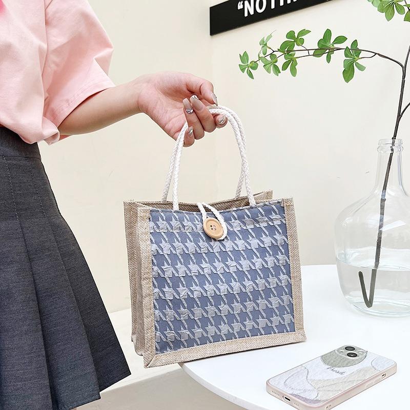 Net Red Floral Canvas Bag Tote Bag Female Style To Work with Rice Simple Out with Bento